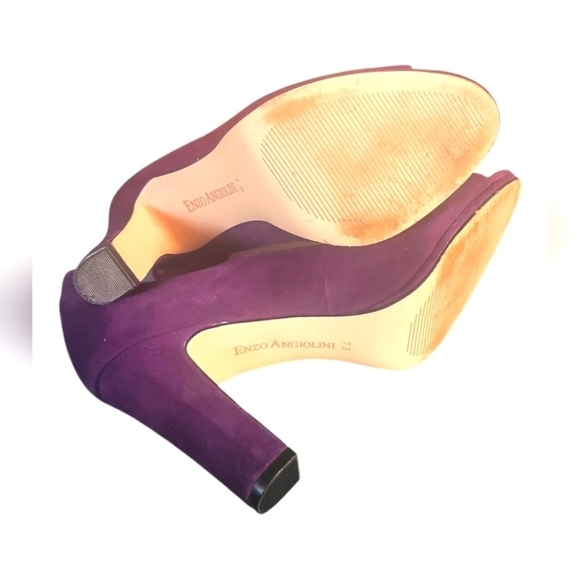 Enzo Angiolini Women's Ankle Buckle Strap Purple Suede Size 7.5 - Picture 5 of 9